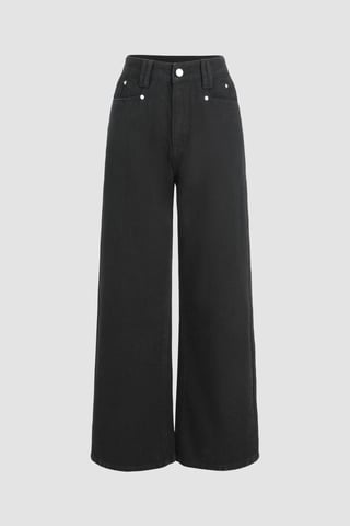 High-Waist Bündchenweite Denim-Jeans