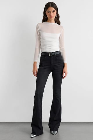 Hochtaillierte Bootcut-Jeans