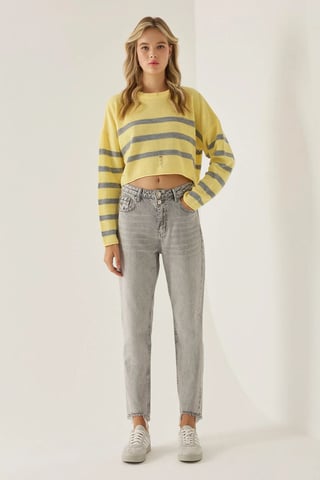 Hochtaillierte Mom Fit Jeans