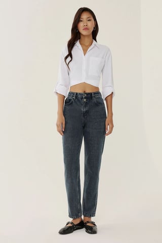 Hochtaillierte Mom-Fit Jeans