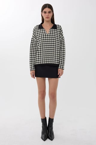 Polo-Kragen Krampen-Muster Pullover