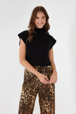 Halb-Stehkragen Strickpullover