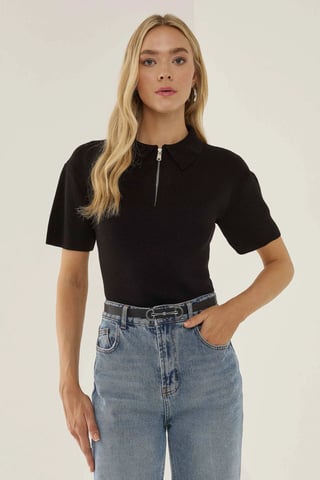 Polo-Kragen mit Reißverschluss Sweatshirt
