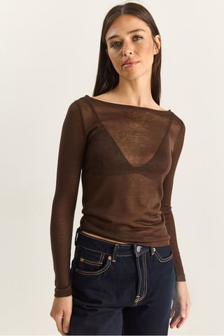 Crew Neck Basic Transparentes Top