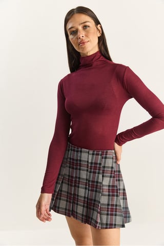 Figurbetonte Langarm-Turtleneck-Bluse