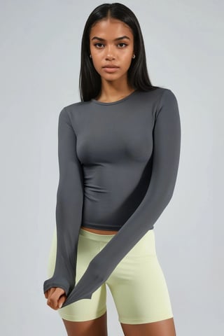 Slim Fit Rundhals Langarmbluse