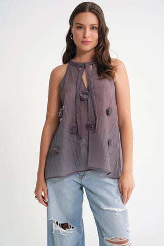 V-Ausschnitt Bluse mit Bindeband und Rüschen