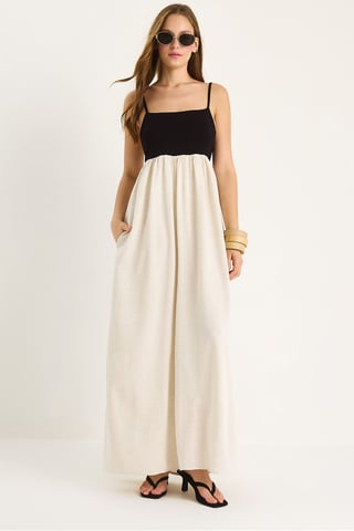 A-Form Midi Kleid mit U-Ausschnitt
