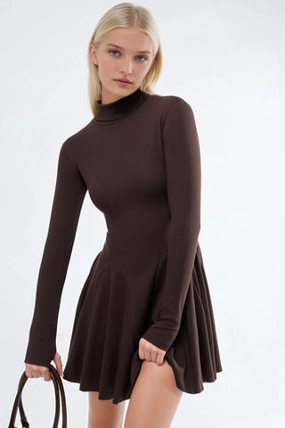 Mini-Rollkragen-Jersey-Kleid