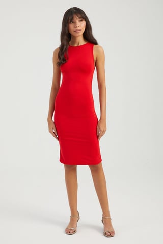 Rundhals Ärmelloses Mini Bodycon Kleid