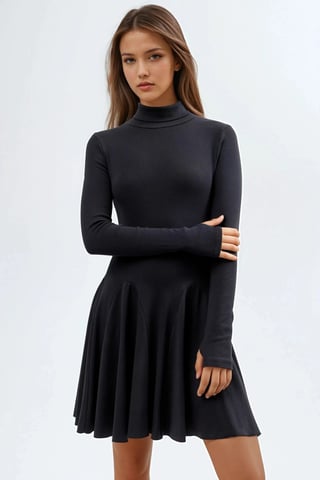 Busem Mini-Rollkragen-Jersey-Kleid - Schwarz