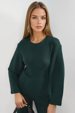 Rundhals Langarmfigurbluse