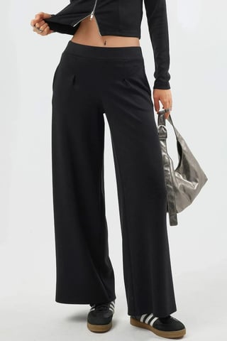 Elastische Taillenhosen mit weitem Bein