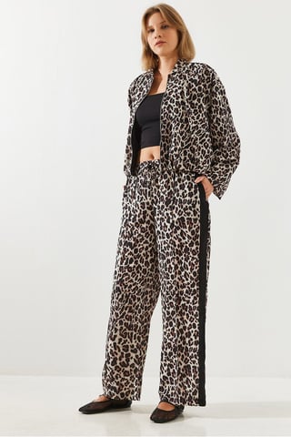 Hochwaisted, Leopardenmuster, Weitbeinige Hose