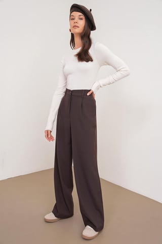 Hochtaillierte Palazzo-Hosen mit Taschen