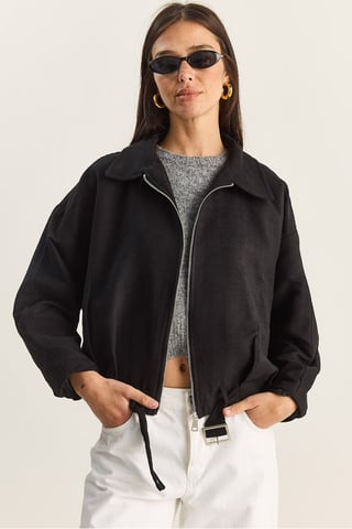 Übergroße Kunstsuede-Jacke