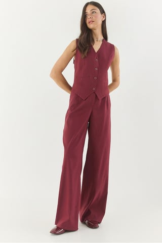 V-Ausschnitt Ärmelloses Top und Weite Hose Set
