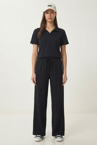 Mittelhohe Taille Polo-Kragen Zweiteiliger Koordinationsanzug
