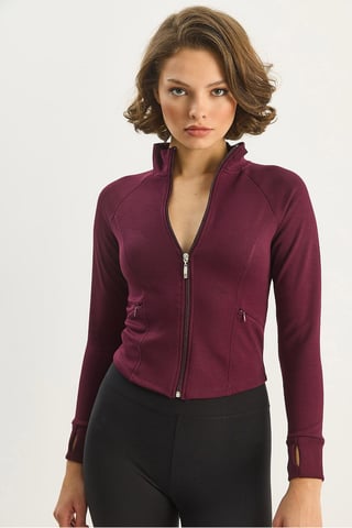 Slim Fit Strick-Active-Top mit Reißverschluss