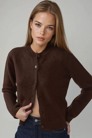 Crew Neck Strickjacke mit weichem Griff