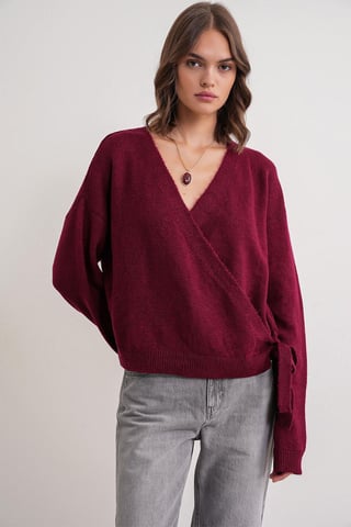 Rippstrick V-Ausschnitt Cardigan mit Bindeband