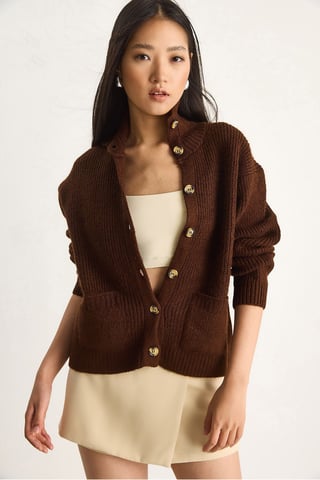 Strickjacke mit Struktur und langen Ärmeln