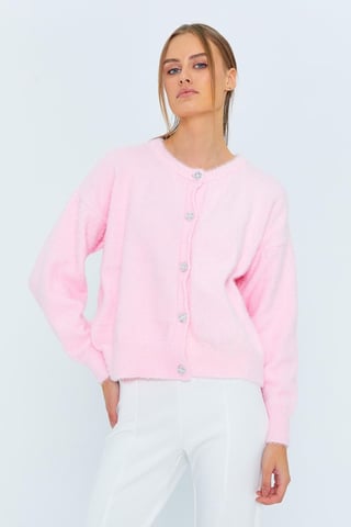 Knopf Oversize Strukturstrickjacke