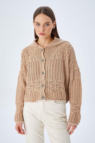 Strukturierter Strickjacke mit Knopfverschluss