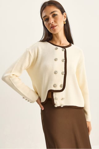 Rippstrick Knopf-Cardigan