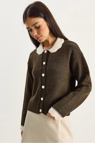 Dicker Rippstrick-Cardigan mit Knopfverschluss