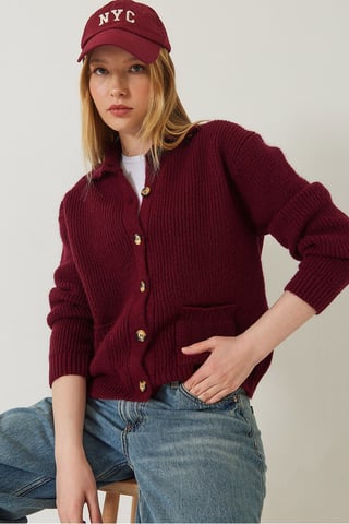 Strickjacke mit Struktur und langen Ärmeln