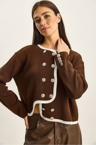 Rippstrick Knopf-Cardigan