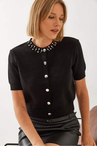 Crop-Cardigan mit Zubehördetail
