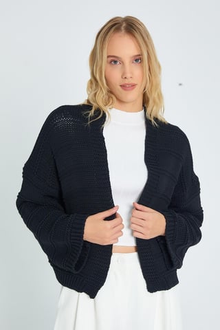 V-Ausschnitt Rippstrick-Cardigan