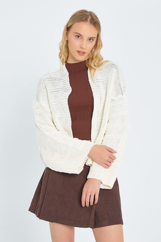 V-Ausschnitt Ribstrick-Cardigan
