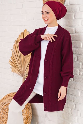 Knopfverschluss V-Ausschnitt Jacquard-Strickjacke