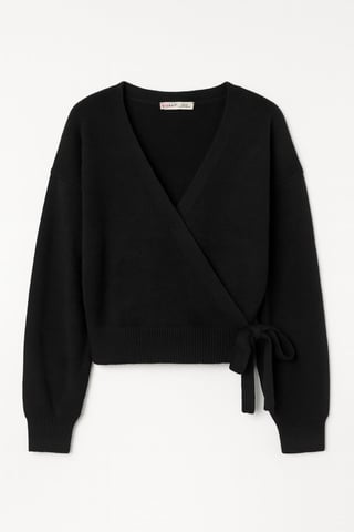 Rippstrick V-Ausschnitt Cardigan mit Bindeband