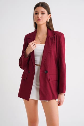 Leinenmischung Knopfblazer Jacke