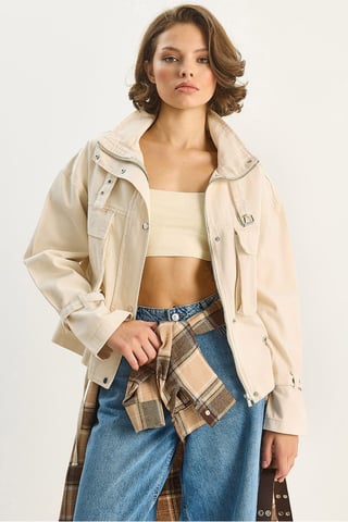 Übergroße Gabardine-Baumwolljacke