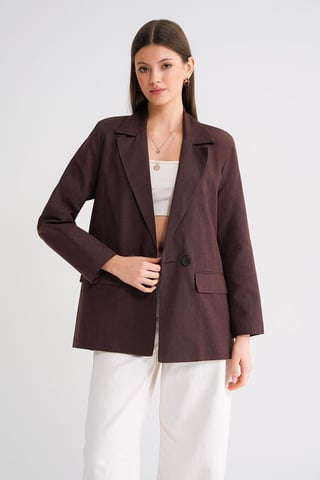 Leinenmischung Knopfblazer Jacke