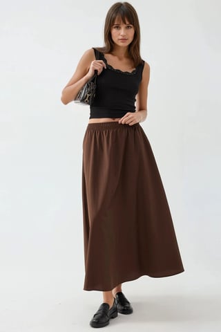 Elastischer Taillenslip Midi-Rock mit Taschen