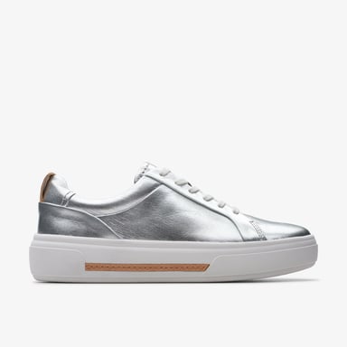 Hibiskus-Weg Silberne Leder-Sneaker