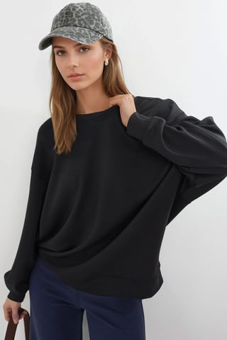 Lässiges Rundhals gestricktes Sweatshirt