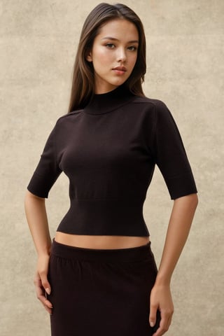 Strukturierter Turtleneck-Crop-Pullover