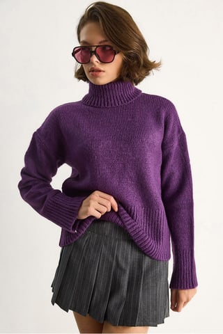 Übergroßer Strickrollkragenpullover