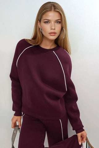 Sweatshirt mit kontrastierenden Bündchen und langen Ärmeln
