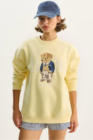 Lässiger Hoodie mit Druck und Rundhalsausschnitt