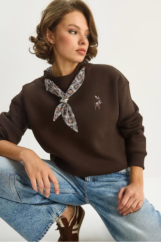 Bestickter Rundhalsausschnitt Sweatshirt