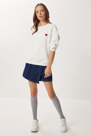 Bestickter Rundhalsausschnitt Sweatshirt