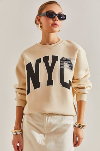 Übergroßer Sweatshirt mit Rundhalsausschnitt und Logo